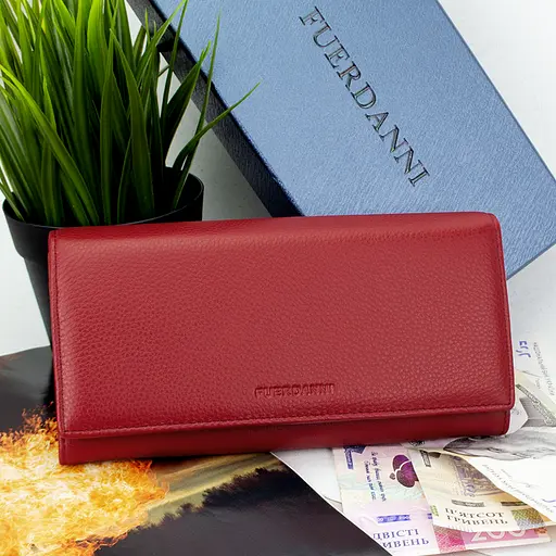 Гаманець жіночий шкіряний Fuerdanni 1180 червоний на магнітах - фото 1