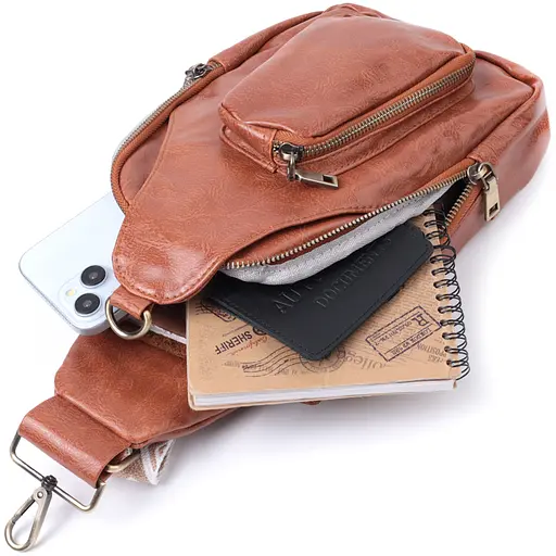 Женская сумка Vintage из экокожи с акцентом на текстильном ремне 18х33х10 см sum0026946 - фото 8