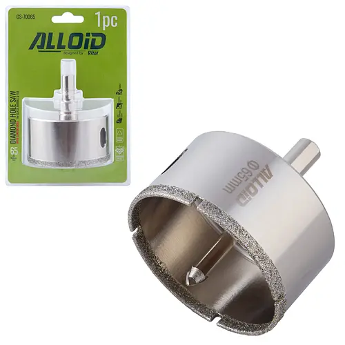 Свердло корончате Alloid Building Tools алмазне по склу та кераміці 65 мм з центрувальним свердлом (GS-70065) - фото 2