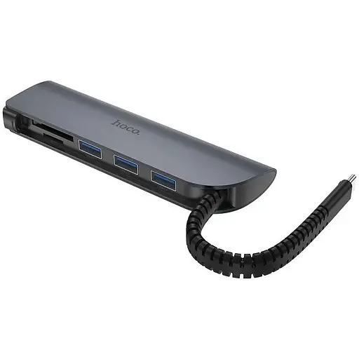 Type-C адаптер хаб Hoco Easy connect adapter HB17 на USB3.0x3 + SD / microSD - фото 1
