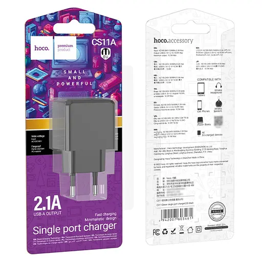 Сетевое зарядное устройство Hoco CS11A USB черный - фото 4