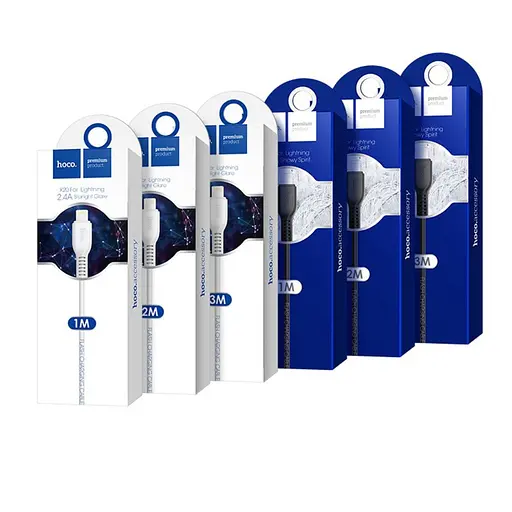 Кабель Hoco X20 USB to iP 2.4A 1 м PVC TPE connectors чорний - фото 2