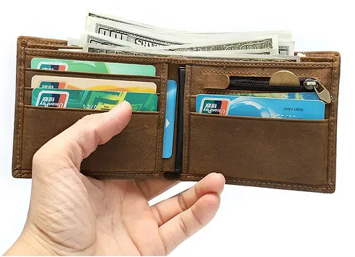 Мужской кожаный кошелек Vintage 11х9.5х2 см acs0016092 - фото 2