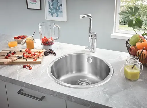 Кухонная мойка Grohe D 440 мм круглая, матовая 31720SD0, Нержавеющая сталь - фото 3