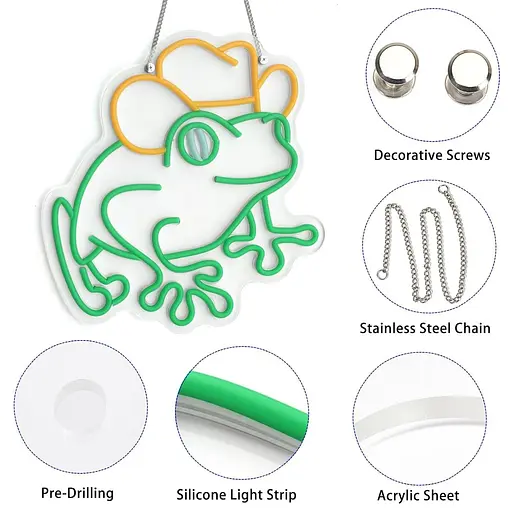 Неоновая вывеска Лягушка с ковбойской шляпой - фото 4