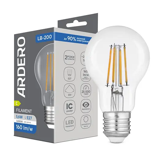 Світлодіодна лампа Ardero LB-200 5.6 Вт E27 4000K - фото 1