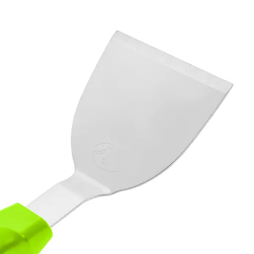Шпатель скребок лопатка для теста из нержавеющей стали с пластиковой ручкой 25 см, Kitchen Master Салатовый 85286 - фото 6
