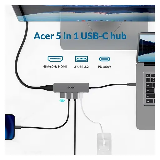 USB-хаб Acer 5in1 USB-C (HP.DSCAB.021) - фото 6