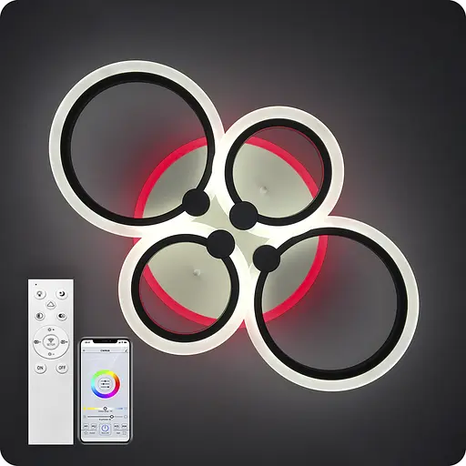 Люстра светодиодная 517 Light 3color с пультом 76 Вт Черный (02044) - фото 5