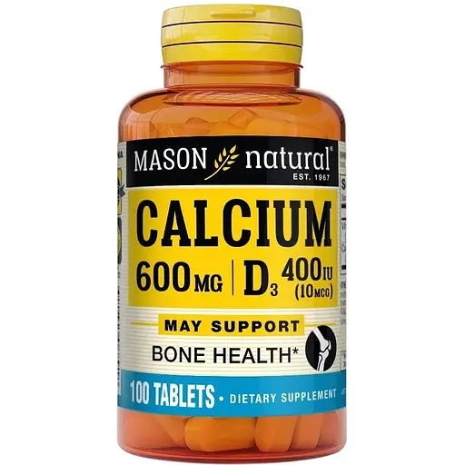 Вітаміни та мінерали Mason Natural Calcium 600 mg mg Plus Vitamin D3, 100 таблеток