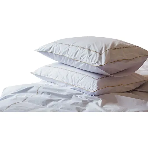 Комплект постільної білизни Ecotton Premium євро перкаль вишивка з бежевим кантом (25144) - фото 1