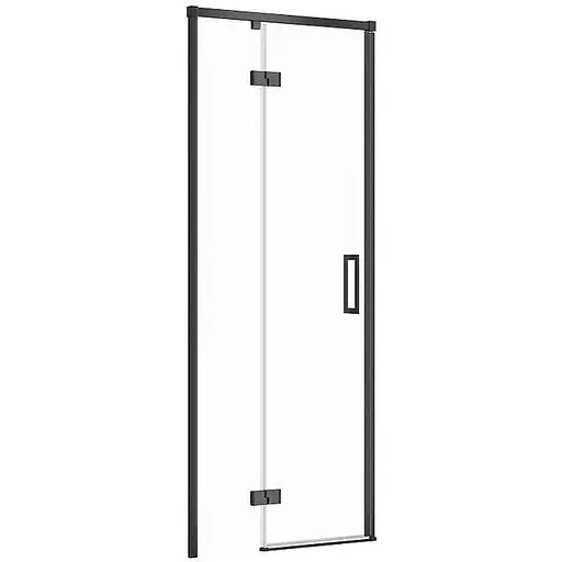 Душові двері Cersanit Larga 80x195 L розпашні профіль чорний S932-127, Ліва, прозорий, чорний - фото 1