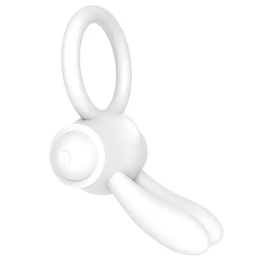 Эрекционное кольцо с вибрацией Lovetoy Power Clit 7.5 см белый - фото 3