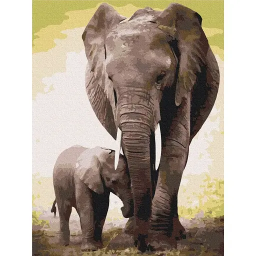 Картина по номерам на подрамнике Brushme Первые дни слоненка - фото 1