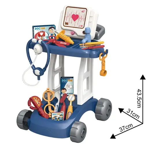 Набор доктора 8837-2, столик на колесах, ЕКГ-апарат, звук, свет, аксессуары, в коробке (6946617108279) - фото 2