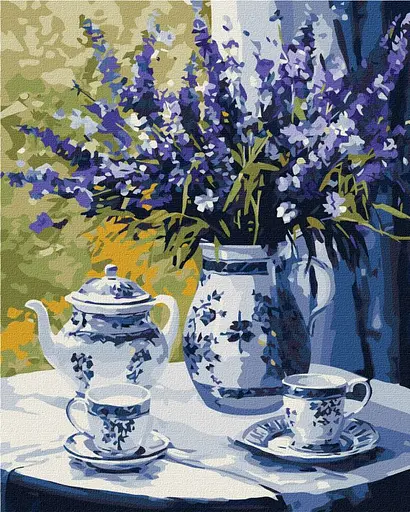 Набір для розпису по номерах Чаювання з лавандою, 40x50 см, КНО3272