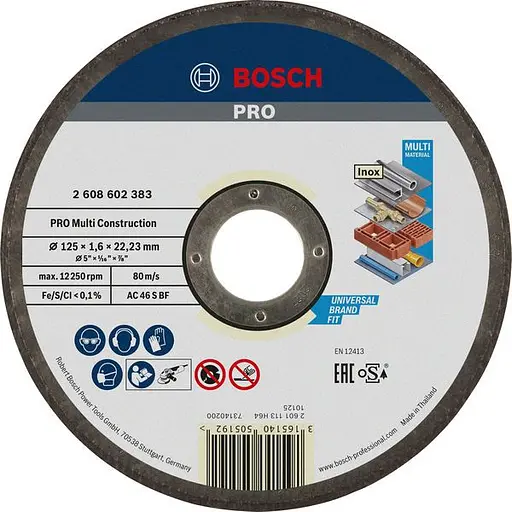 Диск відрізний Bosch Multi Construction прямий 125х1.6 мм (2.608.602.383)
