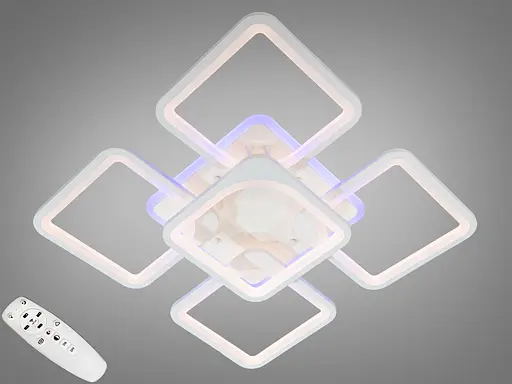 Современная лед люстра с пультом, диммером, подсветкой, 150Вт, белая люстра. - фото 1