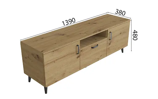 Тумба Лестер на конусных ножках Ferrum-decor 48x139x38 Черный металл ДСП Дуб Артизан 16 мм (FRD-106808) - фото 3