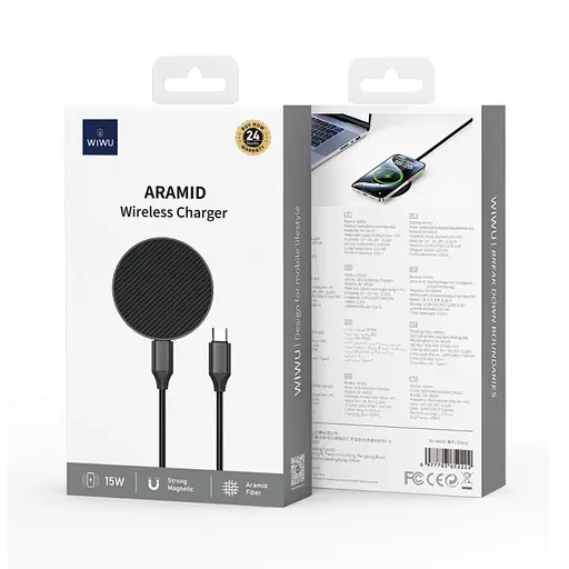 БЗП WIWU Wi-W034 Aramid Wireless Charger Black - фото 4