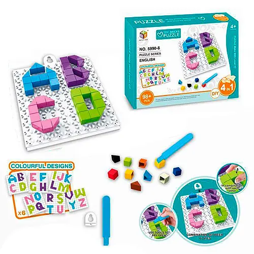 Мозаика 5990-8 буквы (англ), поле11-12 см, 98 дет, в коробке, 20-14,5-4 см (6903188594016) - фото 1