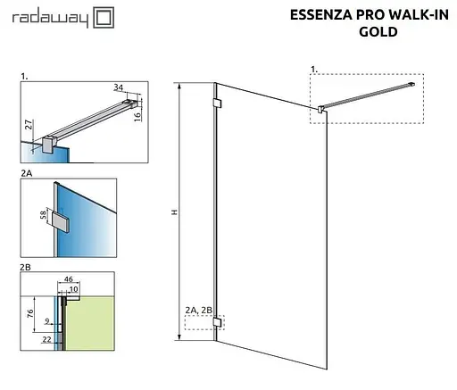 Душова перегородка Radaway Essenza Pro Gold 90 см 10103090-09-01 - фото 6