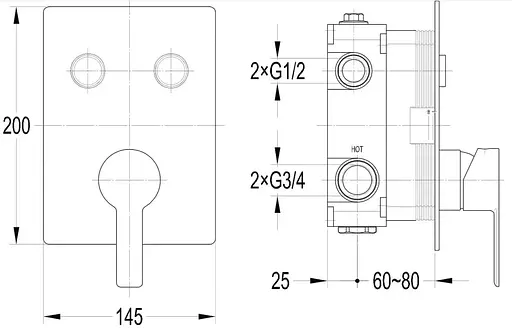 Душова система прихованого монтажу Imprese Smart click верхній душ 255x255 мм хром ZMK1024010302, Хром - фото 10