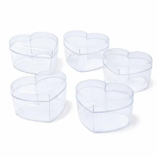 Пластиковая прозрачная коробка-контейнер для десертов с крышкой в форме сердца 9×8.5×2.5 см, многоразовая, набор 5 шт Прозрачный 88310 - фото 10