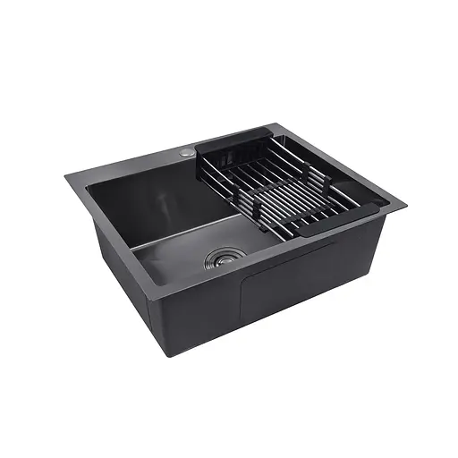 Кухонная мойка Kroner KRP Schwarze - 6050HM PVD (3,0/1,0 мм) CV025260, Черный - фото 4