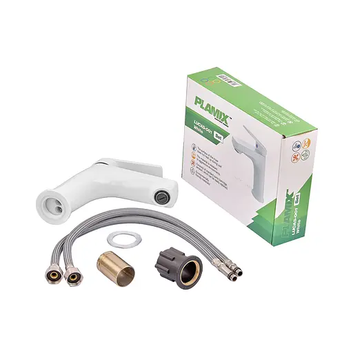 Змішувач для умивальника Plamix Lucas-001 SET white з підведенням PM0706 Білий - фото 5