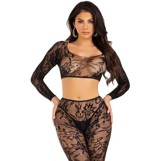 Комплект Leg Avenue Crop top & footless tights Black One Size - фото 3