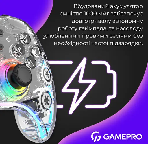 Геймпад джойстик GamePro GP-X13-T Xinput Bluetooth/2.4G/USB (Switch/PC/iOS/Android) Transparent - фото 14