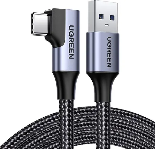 Кабель угловой Ugreen US385 USB-A - USB-C 3.0 90-Degree Angled (20299) черный - фото 1
