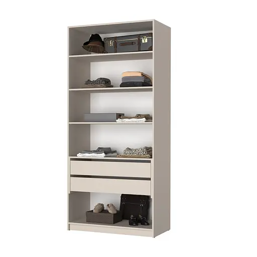 Шафа 2-дверна MebelStar Оскар Gloss BL-B, блок шухляд+полиці 100x52x220 см Дуб рістрето/Латте (MBS-5174) - фото 2