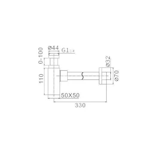 Напівсифон для умивальника Frap F80-2 під донний клапан, латунь, хром, Хром - фото 2