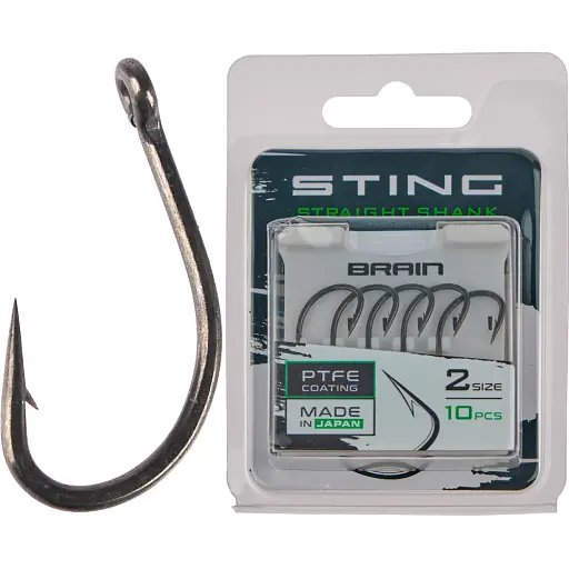 Крючок Brain Sting Straight Shank #2 (10 шт/уп) - фото 1