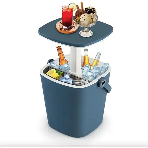 Стіл-холодильник Costway Gobar 3-в-1 з підйомною кришкою 15L синій - фото 2