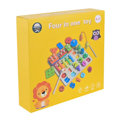 Детская деревянная игрушка "4 в 1" Bambi C9404 рыбалка, ксилофон - фото 4