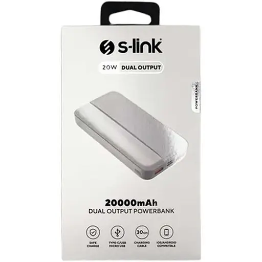 Зовнішній акумулятор (павербанк) S-link P201 20000 mAh White - фото 2