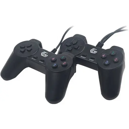 Двойной игровой геймпад Gembird JPD-UDV2-01, USB интерфейс, вибрация, черный цвет