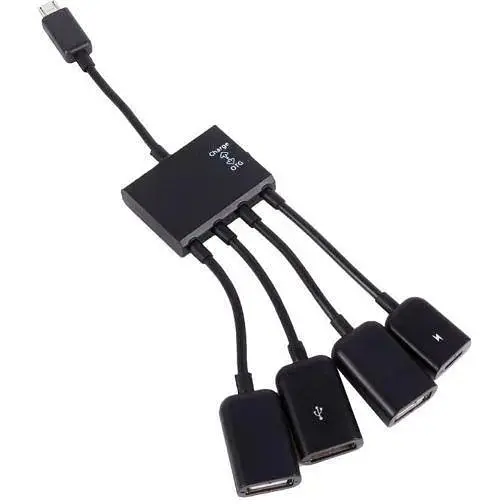 Хаб Usb Lapara MicroUsb-OTG-Hub, чорний, microUsb 2.0 - 3xUsb 2.0 / 1 x microUsb 2.0 - фото 1
