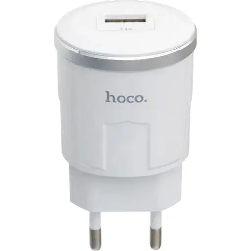 Зарядний пристрій Hoco C37A 2.4A 1 USB з кабелем Type C Білий