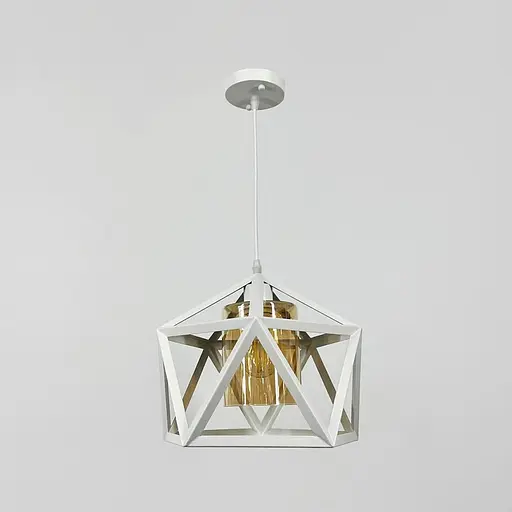 Світильник лофт із янтарним плафоном у каркасі білого кольору Ø 30х28 см | Line F | Арт. 12203/1 WT+AM - фото 1