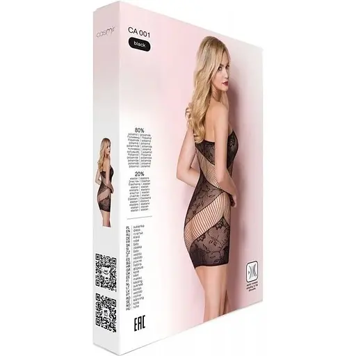 Сітчаста чорна міні-сукня Casmir CA001 на одне плече з контрастним малюнком One size - фото 6