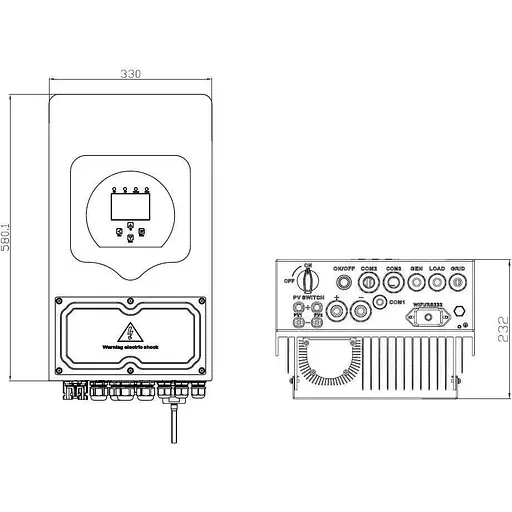 Гібридний сонячний інвертор Deye SUN-6K-SG03LP1-EU Black [153385] - фото 5