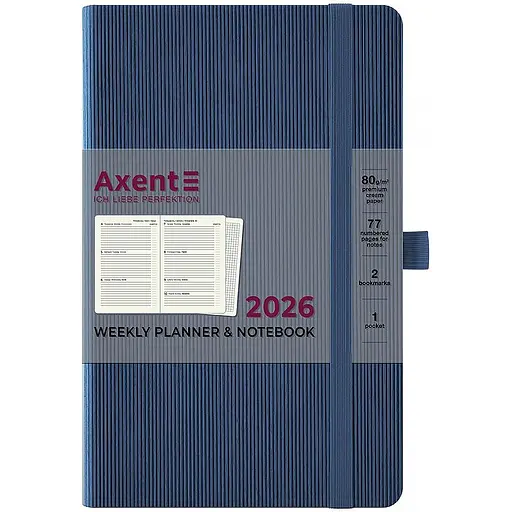 Еженедельник Axent 2026 Partner Lines 125 x 195 мм голубой (8515-26-48-A) - фото 2