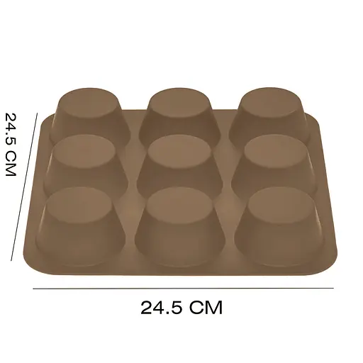 Форма силиконовая на планшете для выпечки кексов и маффинов на 9 ячеек 24.5х24.5х3.5 см, Profsil Коричневый 87154 - фото 3