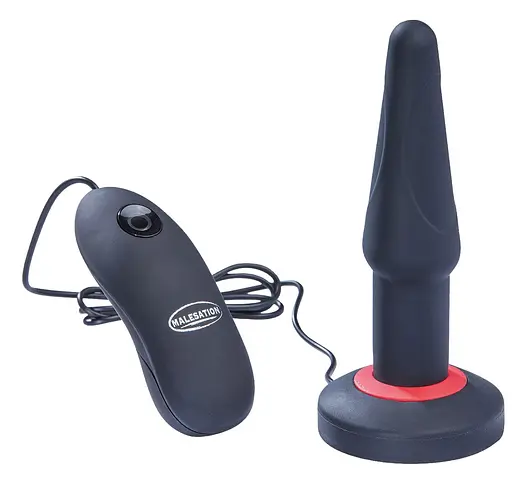 Анальна пробка Malesation Dual Layer Silicone Plug Vibe 14 см (чорний)