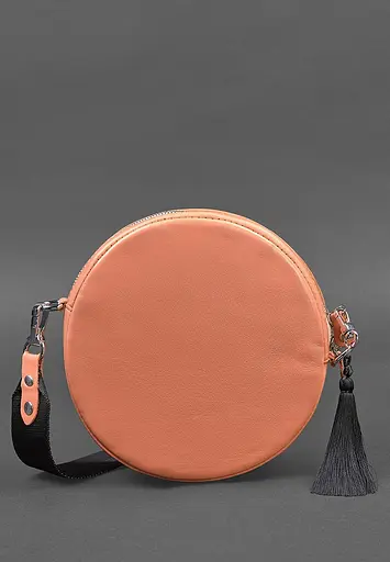 Кругла жіноча шкіряна сумочка Tablet коралова - фото 3