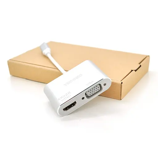 Перехідник-конвертер VEGGIEG TC02 Type-C (male) - VGA/HDMI (female) 10cm, 4K/2K